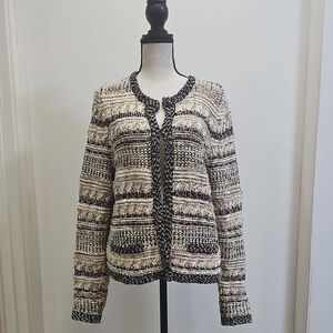 Chico's Black and Cream Knit Sweater